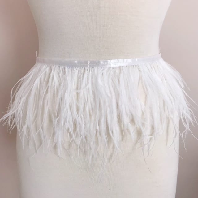 Natural Ostrich Feather Fringe Trim - 1 yd Ivory Costume Sewing Craft  Supplies