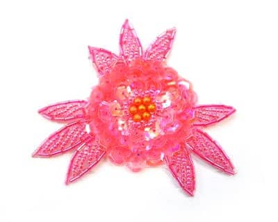 Expo Int'l 2 inch Twisted Sequin Flower Applique, Pink