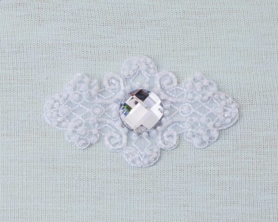 Embroidered 3D Blue and White Floral Applique - Shine Trim