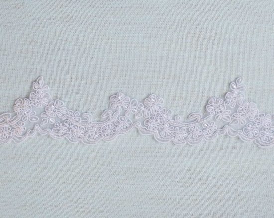 Dahlia Embroidered Beaded Scallop Lace Trim