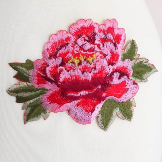Embroidered Peony Flower (Iron-On)