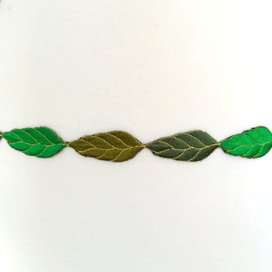 Embroidered Green Leaf Medley Trim