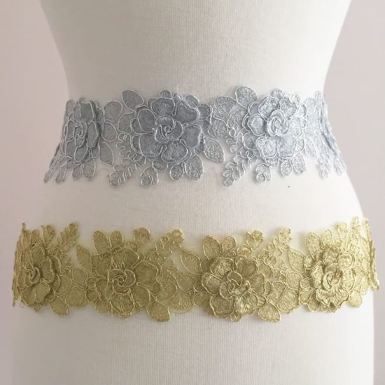Embroidered Metallic 3D Floral Trim