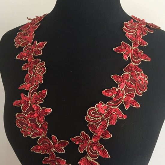 Embroidered Bead Sequin Floral Trim