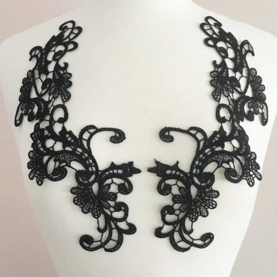 Black 3 Inch Gothic Rose Venice Lace