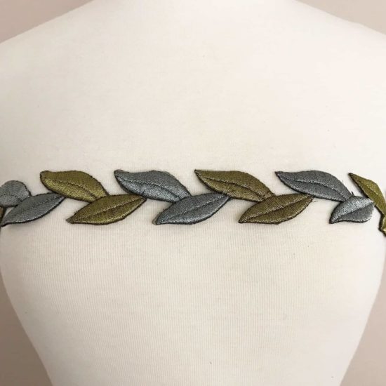 Metallic Leaves Embroidered Trim (Iron-On)