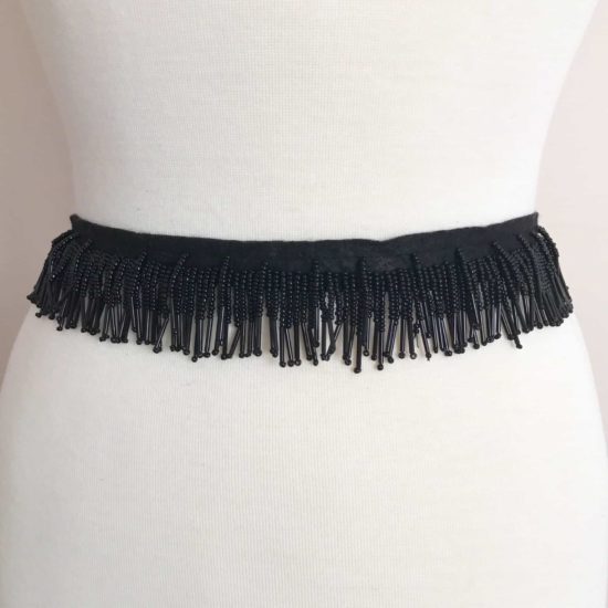 3 SILVER/BLACK Ombre Glass CHEVRON Bugle Bead Beaded Fringe Trim — Trims  and Beads
