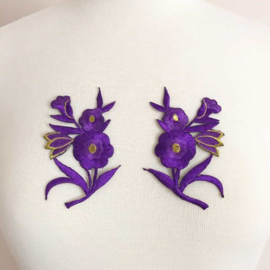 Matching Flower Embroidered Patch  (SOLD AS PAIR)