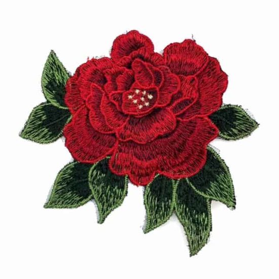 Embroidered 3D Rose Patch