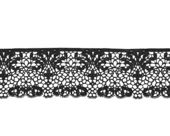 Tricia Venice Floral Lace Applique Black (SOLD AS PAIR) - Shine Trim