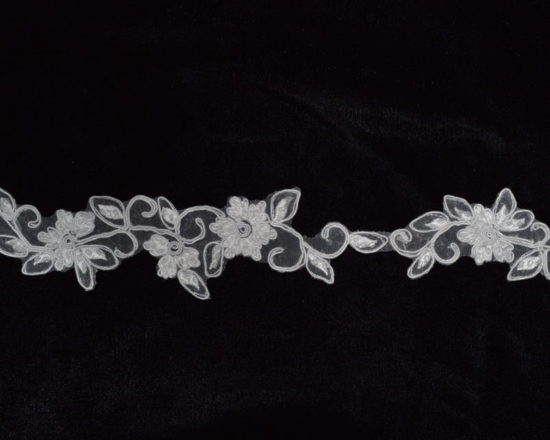 Embroidered Beaded Flower Trim