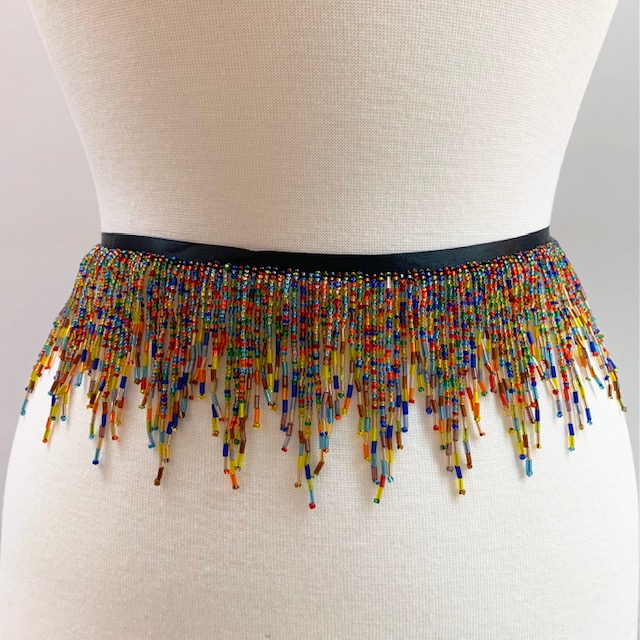 CLOSEOUT! 4 yards Multi Color Bugle Beads Beaded Trim , COT-216 – Hai Trim  & Feathers